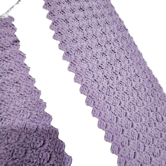 Lot Of 2 Handmade Crocheted Baby Blankets Diagonal Stripe 100% Acrylic Soft Cozy - Picture 7 of 9